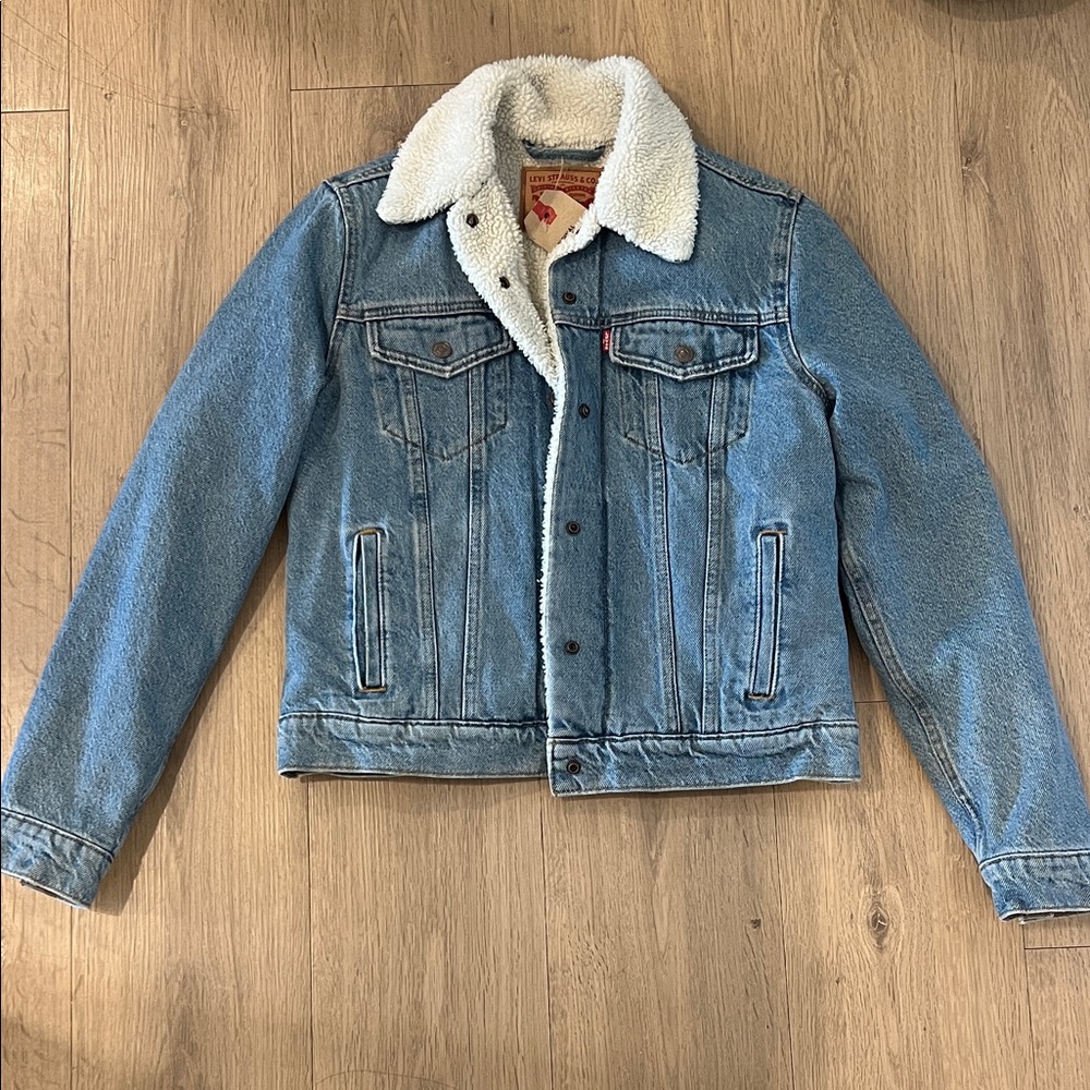 Levi's Light Blue Denim Jacket with White Sherpa